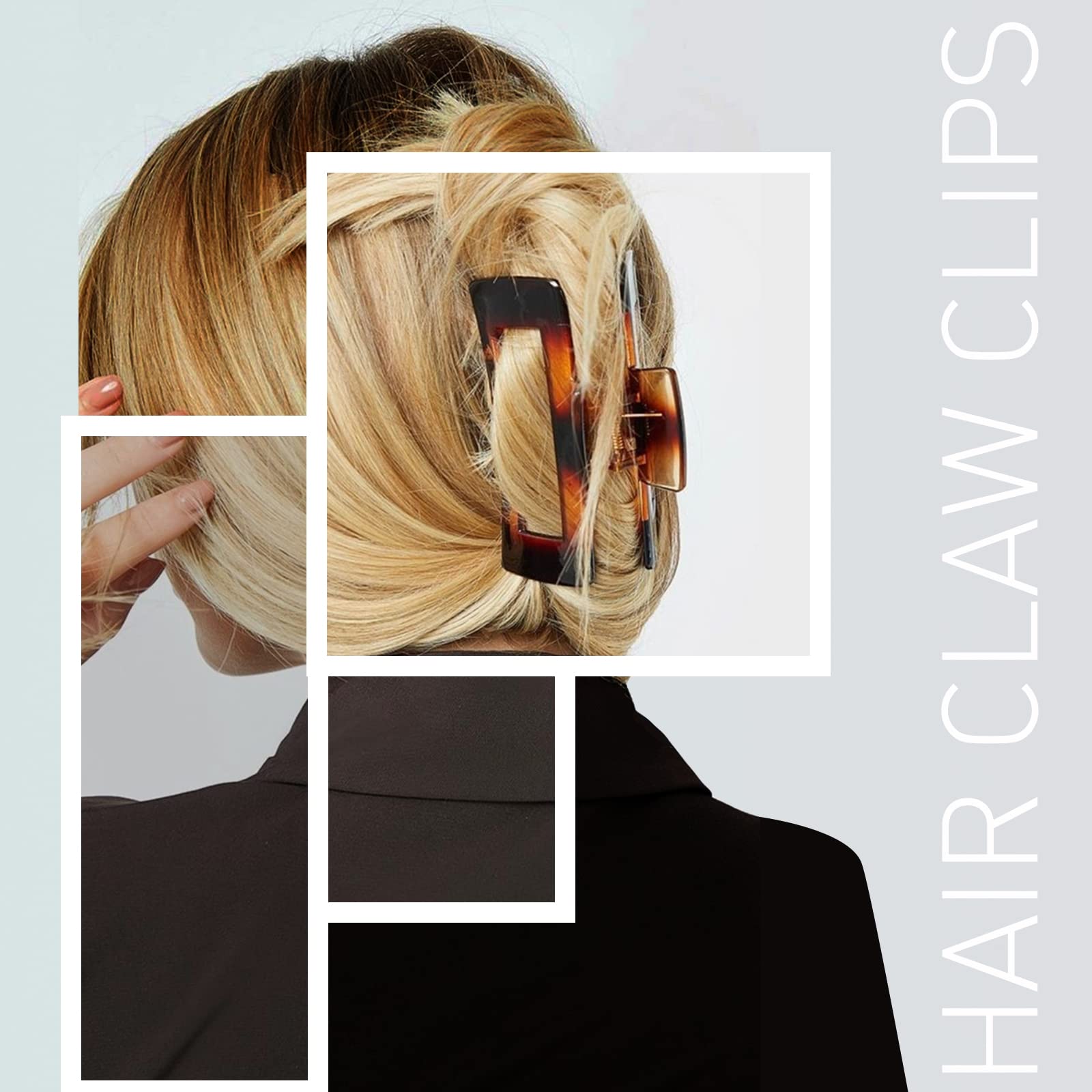 20Pcs Hair Claw Clips Set - 4.3 Inch Large Square Barrettes for Women & Girls, Strong Hold Jaw Clips for Thick & Thin Hair | Fashion Hair Accessories for Daily Styling, Work & Special Occasions