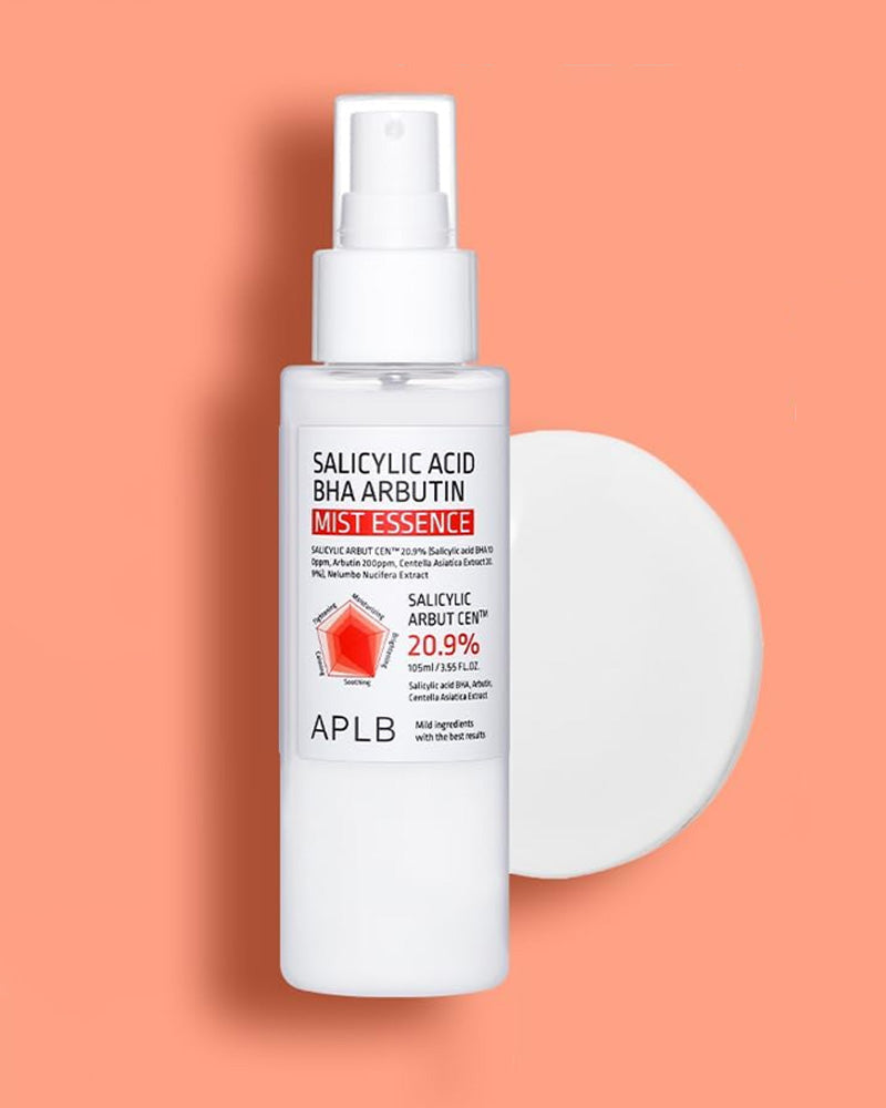 APLB Salicylic Acid BHA & Arbutin Mist Essence - Korean Skincare for Acne, Dark Spots & Pore Minimizing | Hydrating Facial Spray for Daily Use & On-the-Go Refreshment