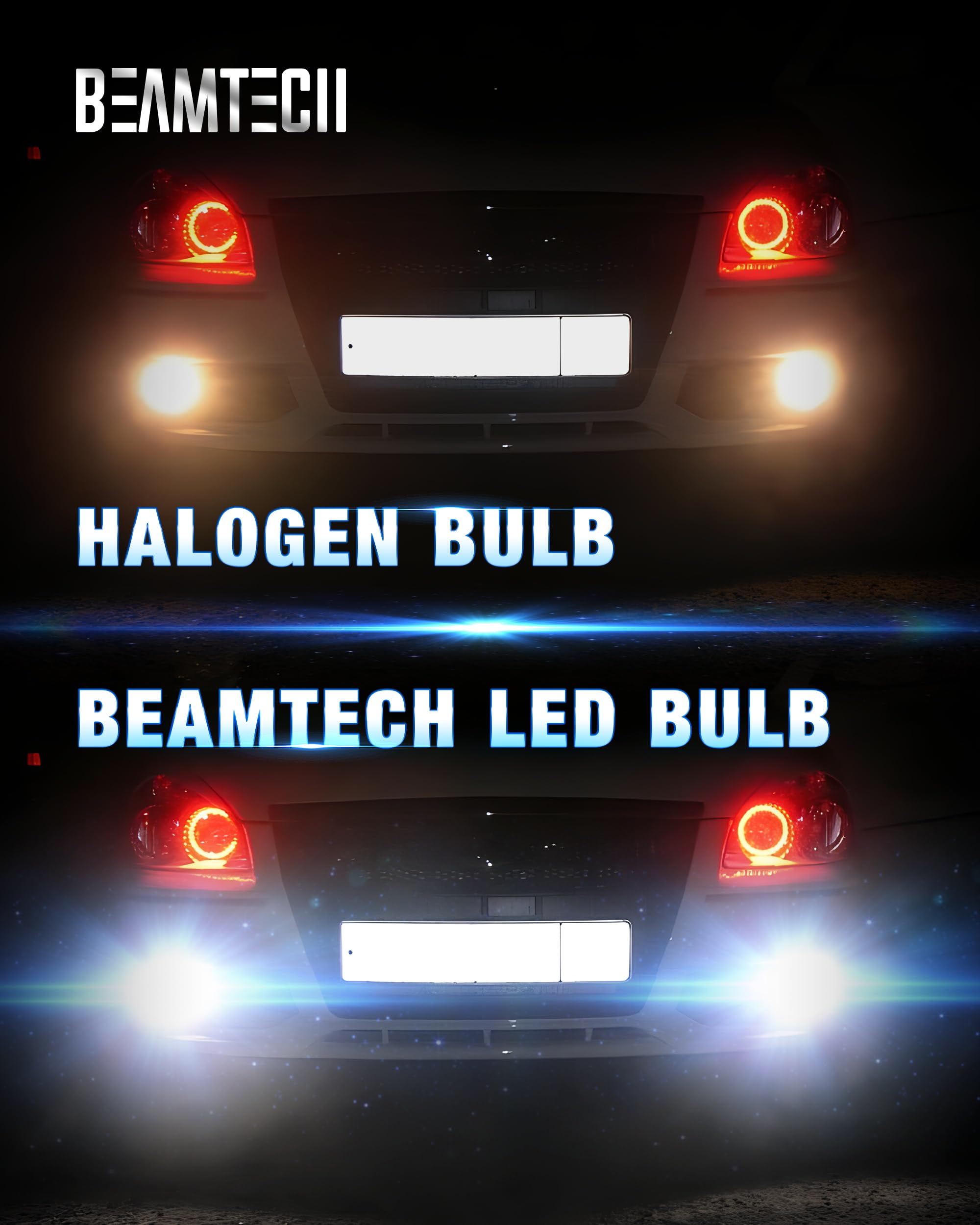BEAMTECH Upgraded 1156 LED Bulbs - Super Bright 6500K White, CANBUS Built-in, Compatible with 1141 1003 7506 BA15S - Perfect for Turn Signal, Reverse, Tail, Brake & Parking Lights (Pack of 2) - Ideal for Cars, Trucks & Motorcycles