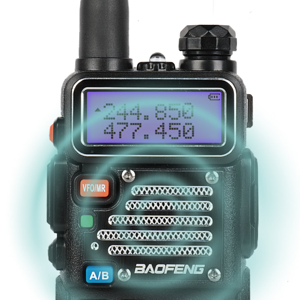 Baofeng UV-5RX3 Tri-Band Walkie Talkie (5 Pack) - 1.25M/2M/70CM Bands, Tri-Color LCD Display, Dual Antennas, Programming Cable Included - Perfect for Outdoor Adventures, Construction Sites & Emergency Communication