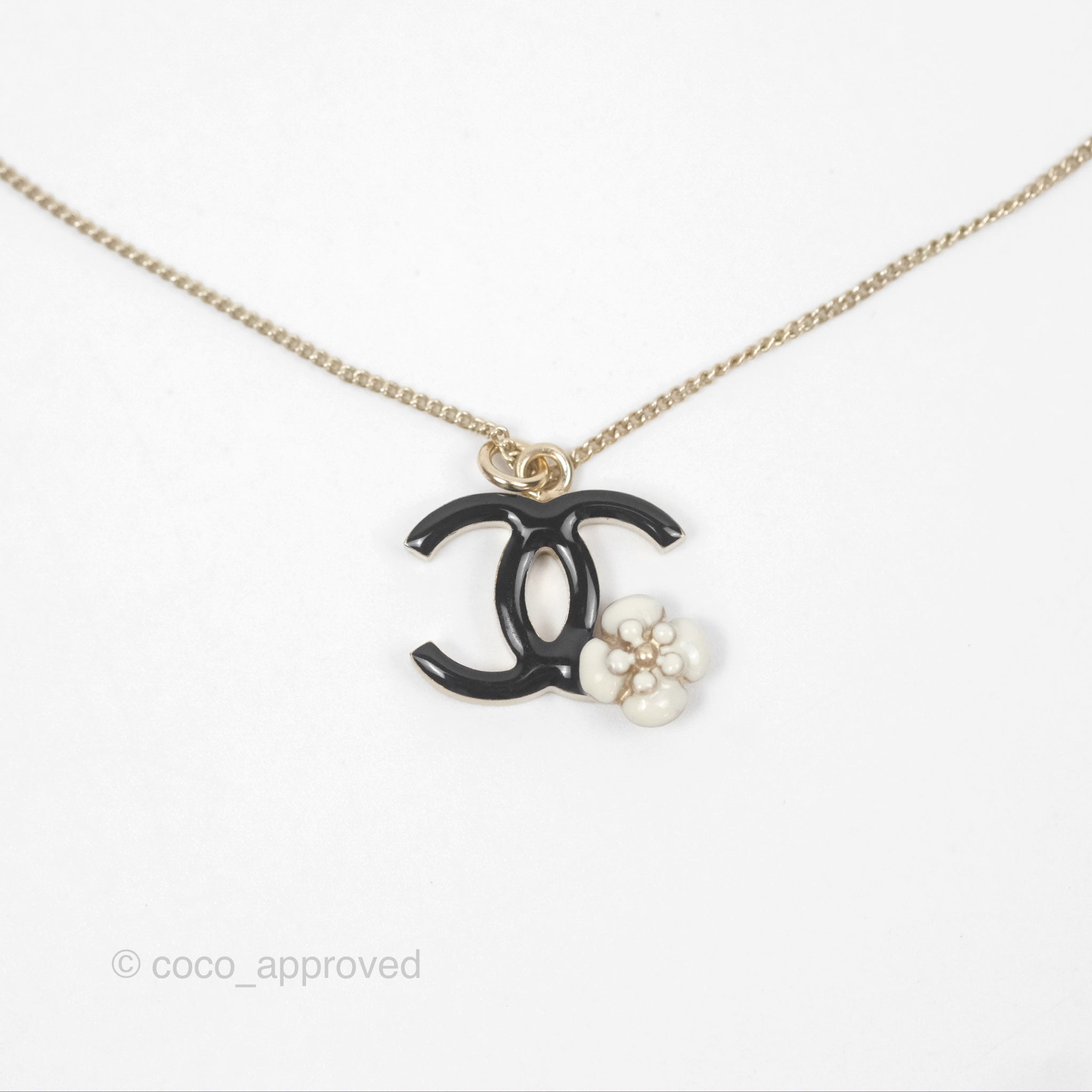 Chanel Black CC Logo Pendant Necklace in Gold Tone - Elegant Fashion Jewelry for Women, Perfect for Parties, Dates & Special Occasions