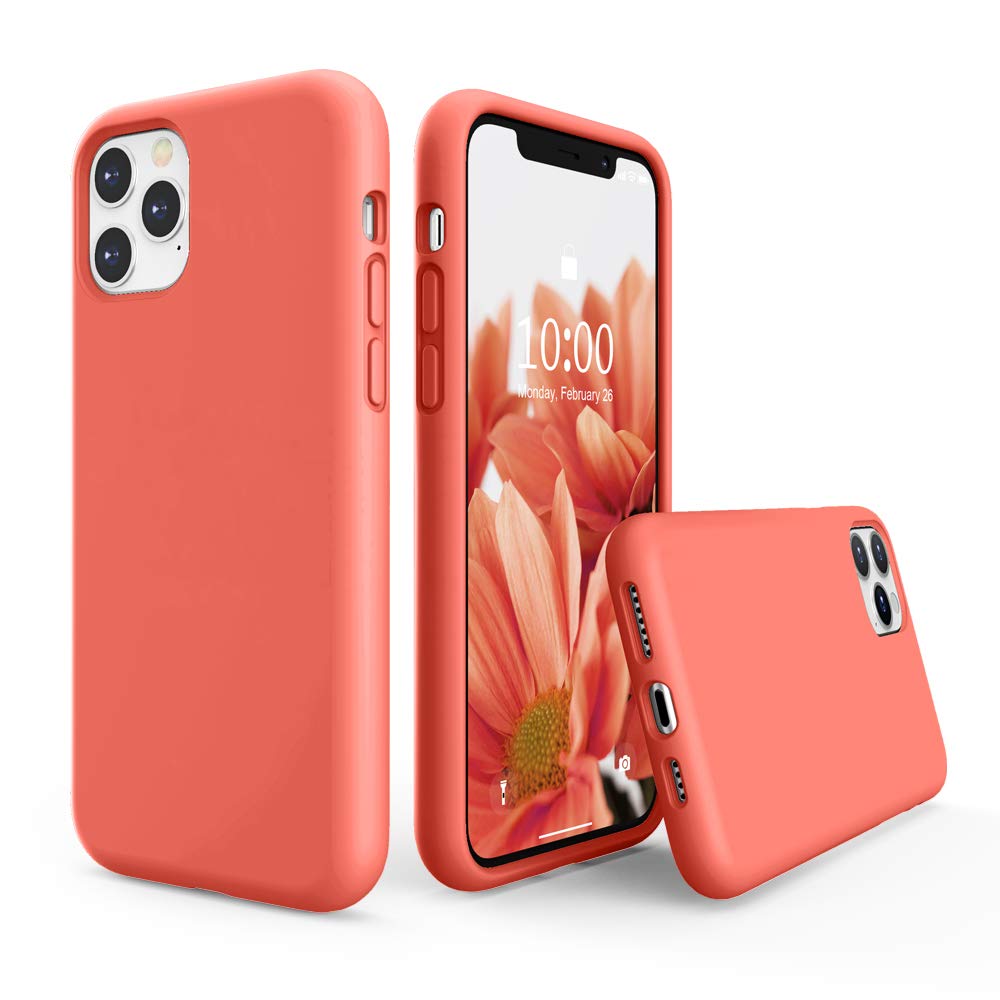 SURPHY iPhone 11 Pro Max Case 6.5 Inch - Thickened Liquid Silicone Protective Cover with Microfiber Lining | Shockproof & Scratch Resistant Phone Case for iPhone 11 Pro Max (2019 Model) | Perfect for Everyday Use, Travel & Outdoor Activities - Pink Citrus