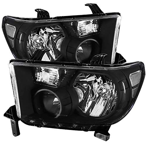2007-2013 Toyota Tundra & 2008-2017 Toyota Sequoia Replacement Black Headlights - LED Headlamp Assembly for Improved Night Visibility (Perfect for Off-Roading, Camping & Night Driving)