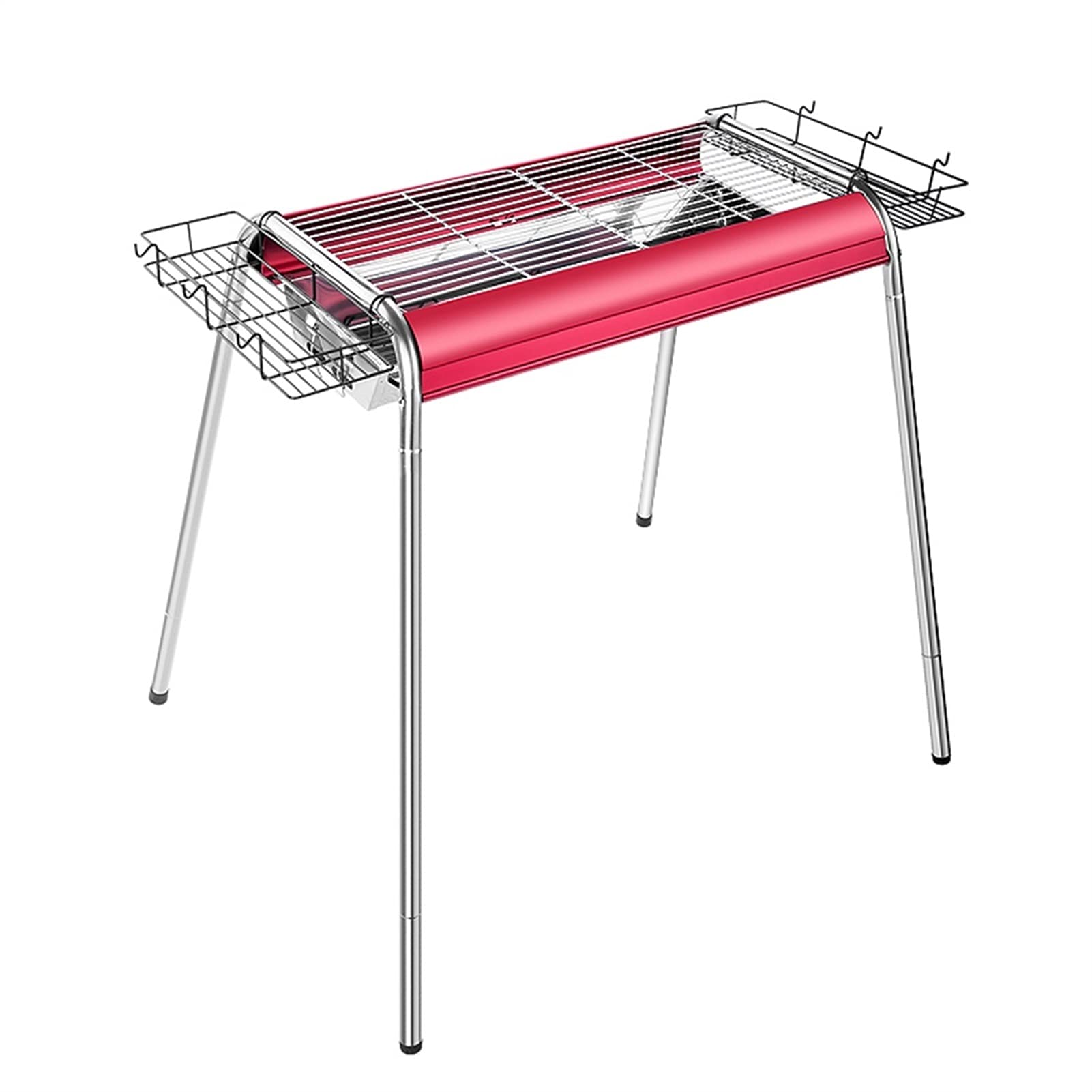 Portable Stainless Steel Charcoal BBQ Grill for Outdoor Camping, Picnic & Backyard - Large Folding Travel Grill with Carry Handle - Perfect for Tailgating, Beach Parties & RV Trips (Pink)