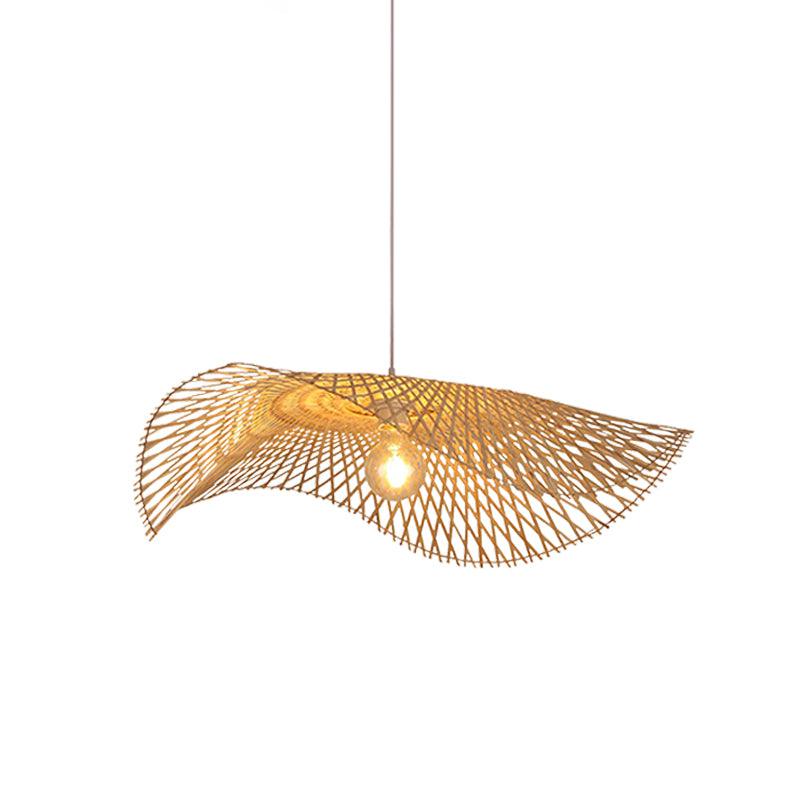 Handmade Bamboo Frame Pendant Light - Natural Rattan Hanging Lamp for Dining Room, Bedroom & Living Room Decor - Eco-Friendly Boho Ceiling Lighting Fixture