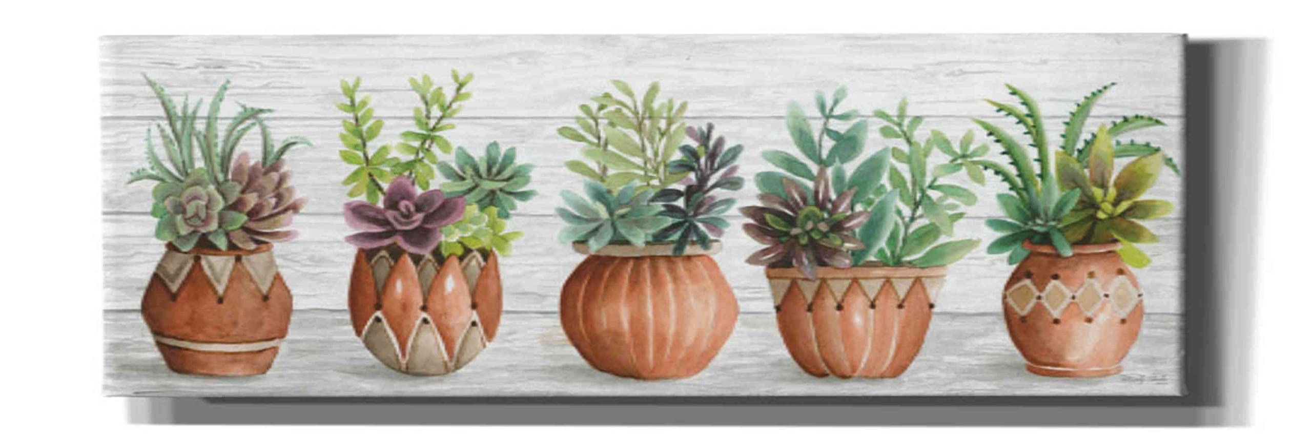 Epic Graffiti 'Terracotta Pots I' by Cindy Jacobs - Large 60x20 Inch Canvas Wall Art Painting - Modern Home Decor for Living Room, Bedroom & Office