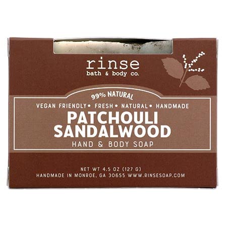 Organic Handmade Castile Soap with Patchouli & Sandalwood Essential Oils | Moisturizing Vegan Bar Soap with Shea Butter, Cocoa Butter & Sweet Almond Oil | Natural Skin Cleansing & Hydration | Perfect for Shower, Bath & Gift | 4.25 oz