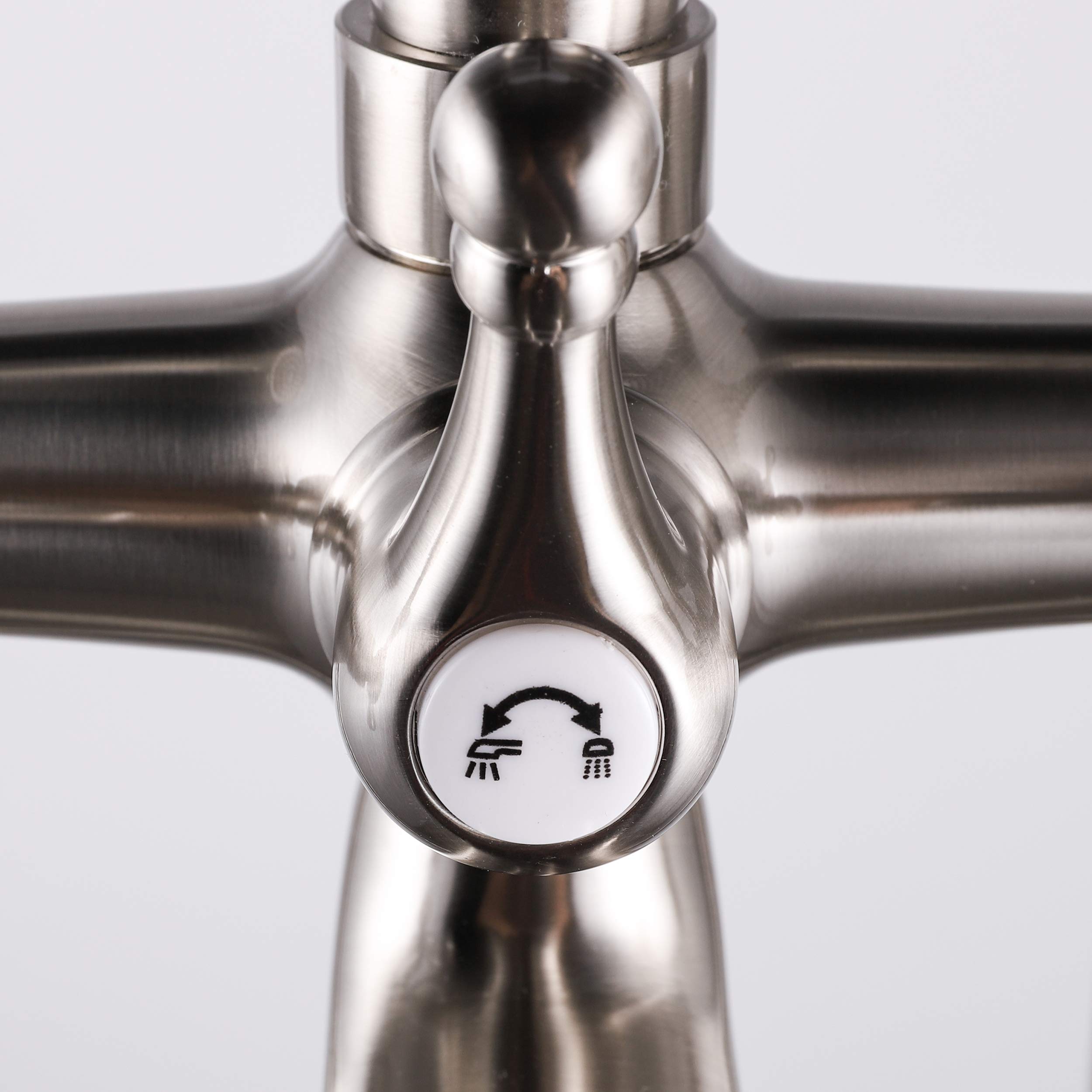 BTF03A-BN Freestanding Bathtub Faucet with Hand Shower in Brushed Nickel - Modern Ontario Style for Spa-Like Bathroom Experience, Perfect for Luxury Baths and Relaxation