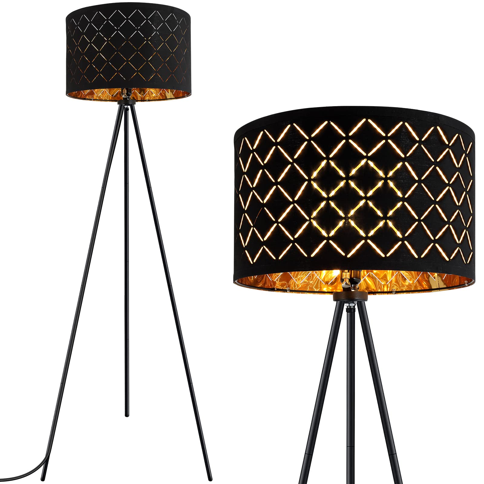 BoostArea Modern Tripod Floor Lamp with 8W LED Bulb - Mid Century Decorative Standing Lamp for Living Room, Bedroom, Study & Office - Perfect for Reading, Relaxing & Ambient Lighting