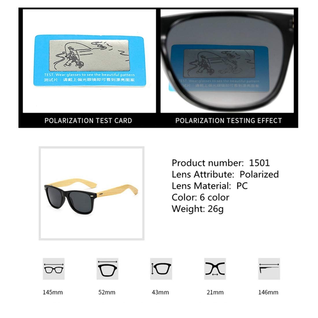 Polarized Bamboo Wood Sunglasses for Women & Men - UV Protection, Lightweight & Durable - Perfect for Driving, Beach, Outdoor Activities & Fashion Accessories