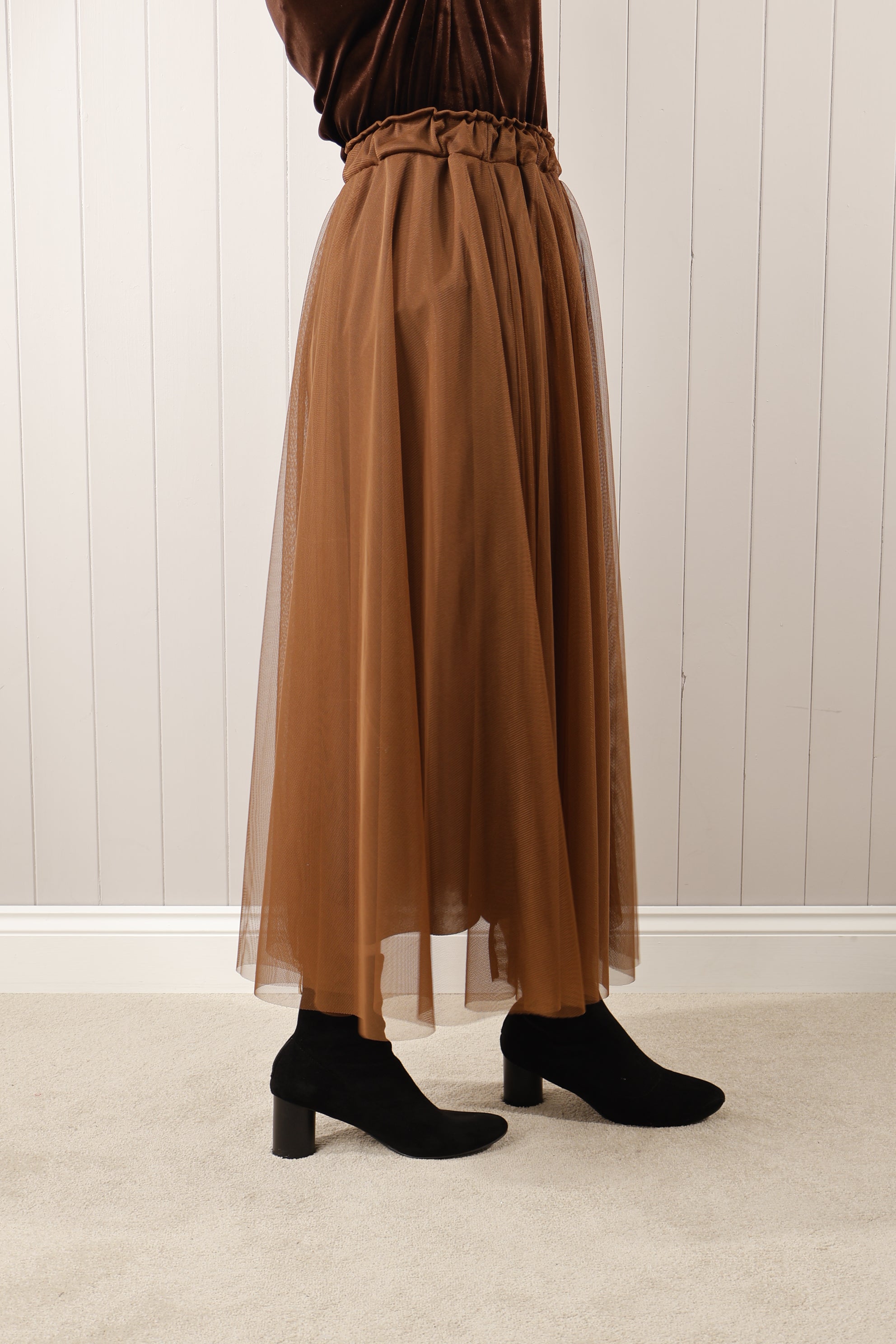 Elegant Dilly Plain Net Skirt in Bronze - Perfect for Evening Parties, Weddings & Special Occasions
