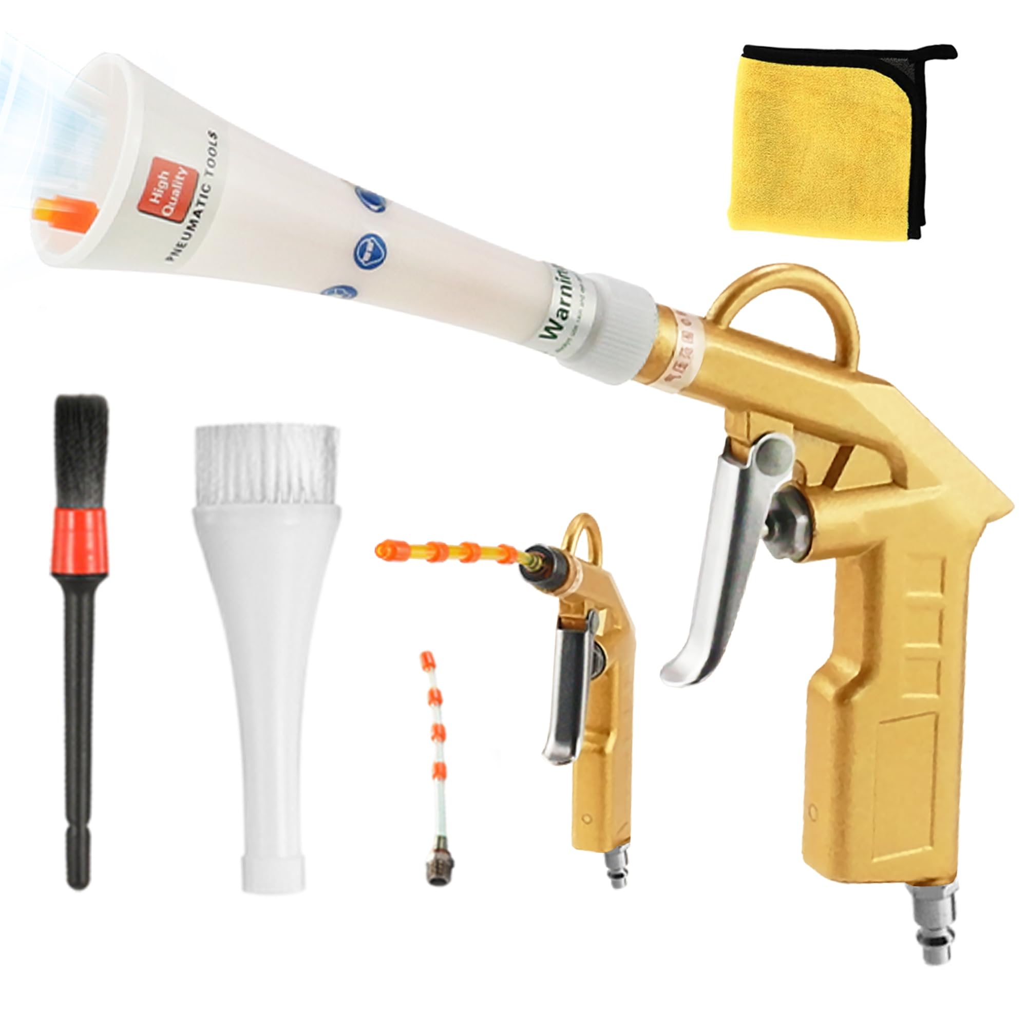 Air Blow Gun for Car Detailing - Powerful Air Compressor Blower with Nozzle & Dusting Brush - Perfect for Interior Cleaning, Drying, and Dust Removal - Ideal for Auto Detailing, Car Wash, and Vehicle Maintenance