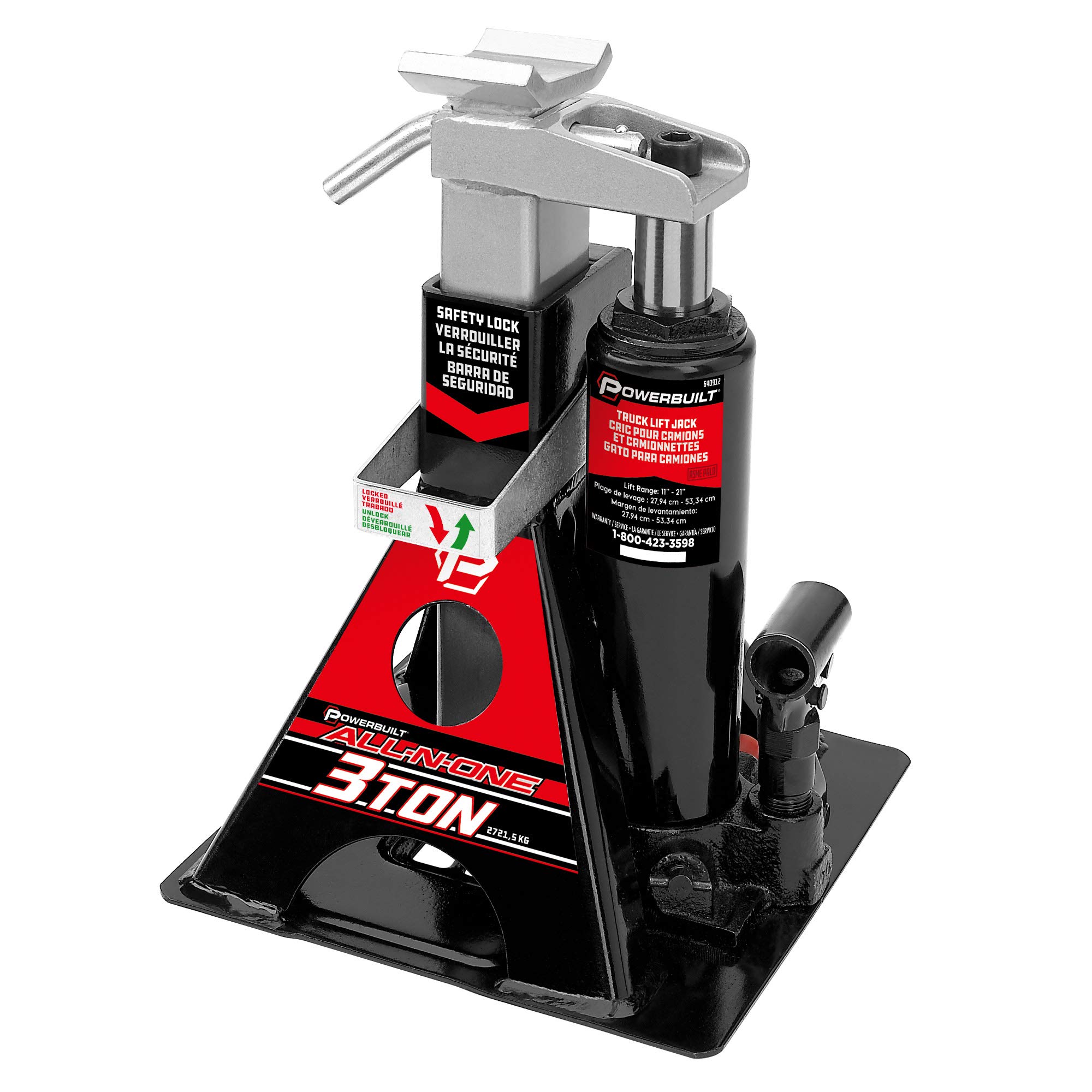 3 Ton Powerbuilt Bottle Jack with Jack Stands & Unijack Pinch Weld Saddle Adapter - All-in-One Car Lift for Vehicle Frame Protection | Ideal for Auto Repair, Tire Changes & Emergency Roadside Assistance