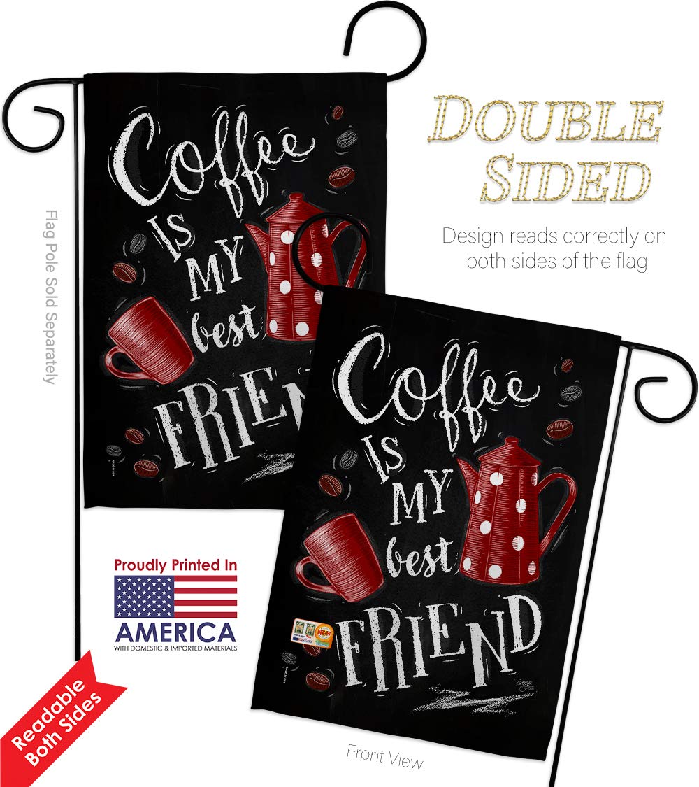 Best Friend Garden House Flags Kit - Double-Sided 28x40 Inch USA-Made Yard Banner for Coffee & Tea Lovers - Perfect for Patio, Garden, and Outdoor Decor - Features Latte, Cappuccino, Espresso, Teapot Designs