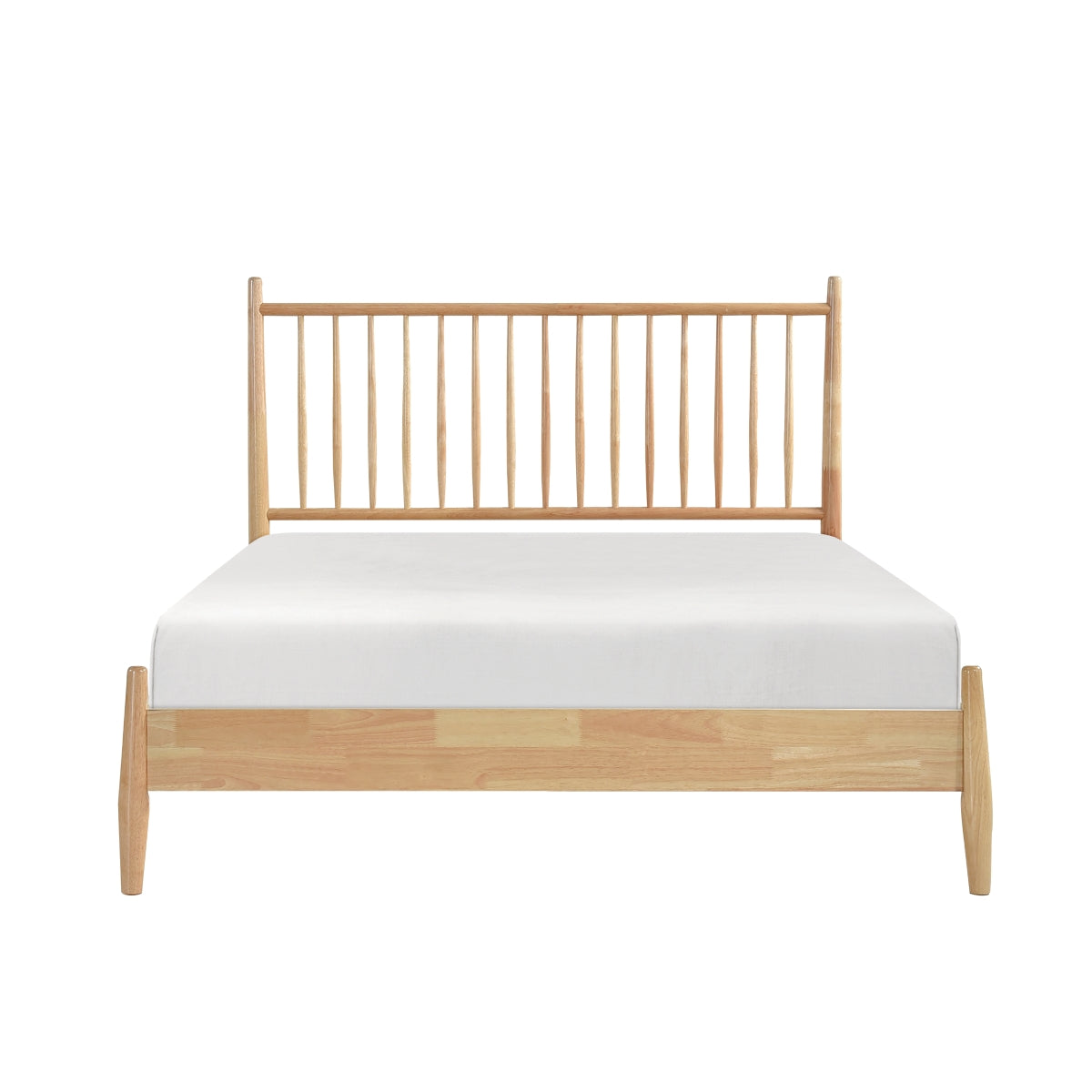 Mid Century Modern Queen Bed Frame - Solid Wood Platform Bed with Upholstered Headboard - Stylish & Durable Furniture for Master Bedroom or Guest Room