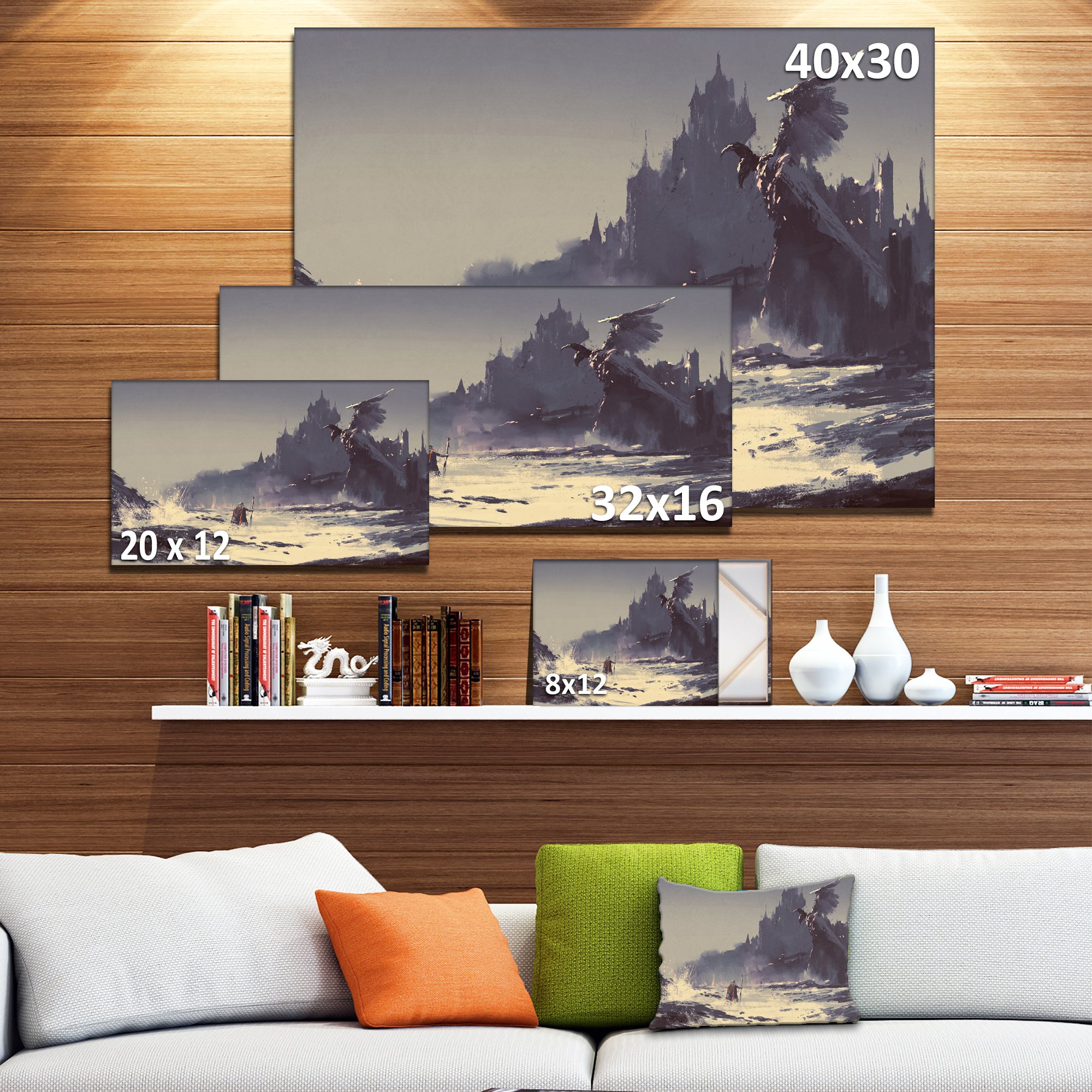 Dark Fantasy Castle Landscape Painting - Gothic Medieval Art Canvas Print for Home Decor & Wall Art | Perfect for Living Room, Bedroom, Office
