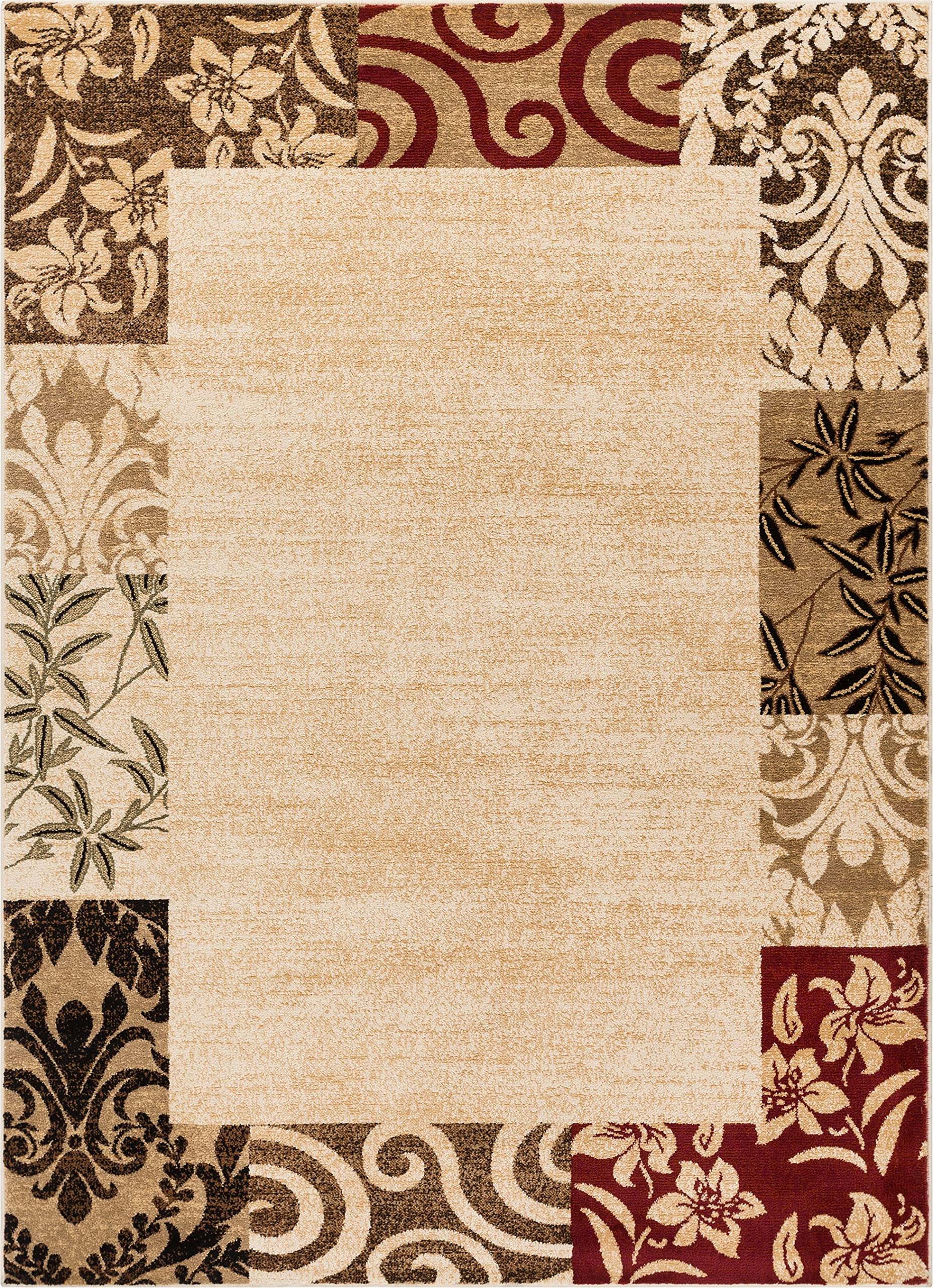Well Woven Barclay Collection Vane Willow Damask Beige 5x7 Area Rug - Soft Non-Slip Living Room Rug, Bedroom Carpet & Dining Room Floor Mat - Perfect for Home Decor, Apartment, Office & High Traffic Areas
