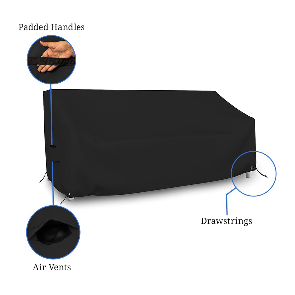 Waterproof Outdoor Loveseat Sofa Cover - 12 Oz Heavy Duty UV & Weather Resistant Patio Furniture Bench Protector with Air Vents & Drawstrings (88