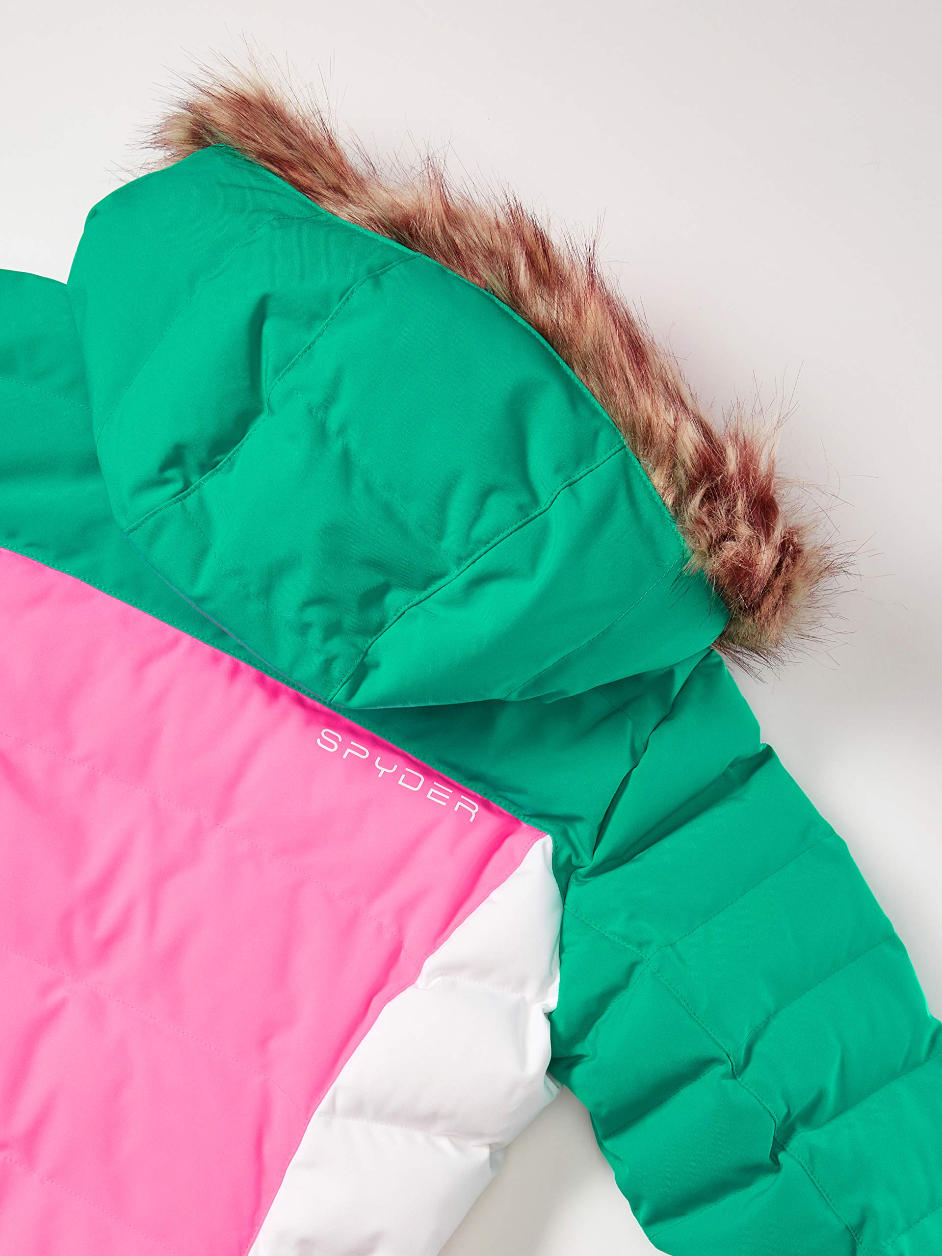 Spyder Kids Girls' Atlas Synthetic Down Jacket - Big Kids Size 12 | Warm Winter Coat for Girls | Bubblegum Pink/Scuba Blue | Perfect for School, Outdoor Play & Cold Weather Activities