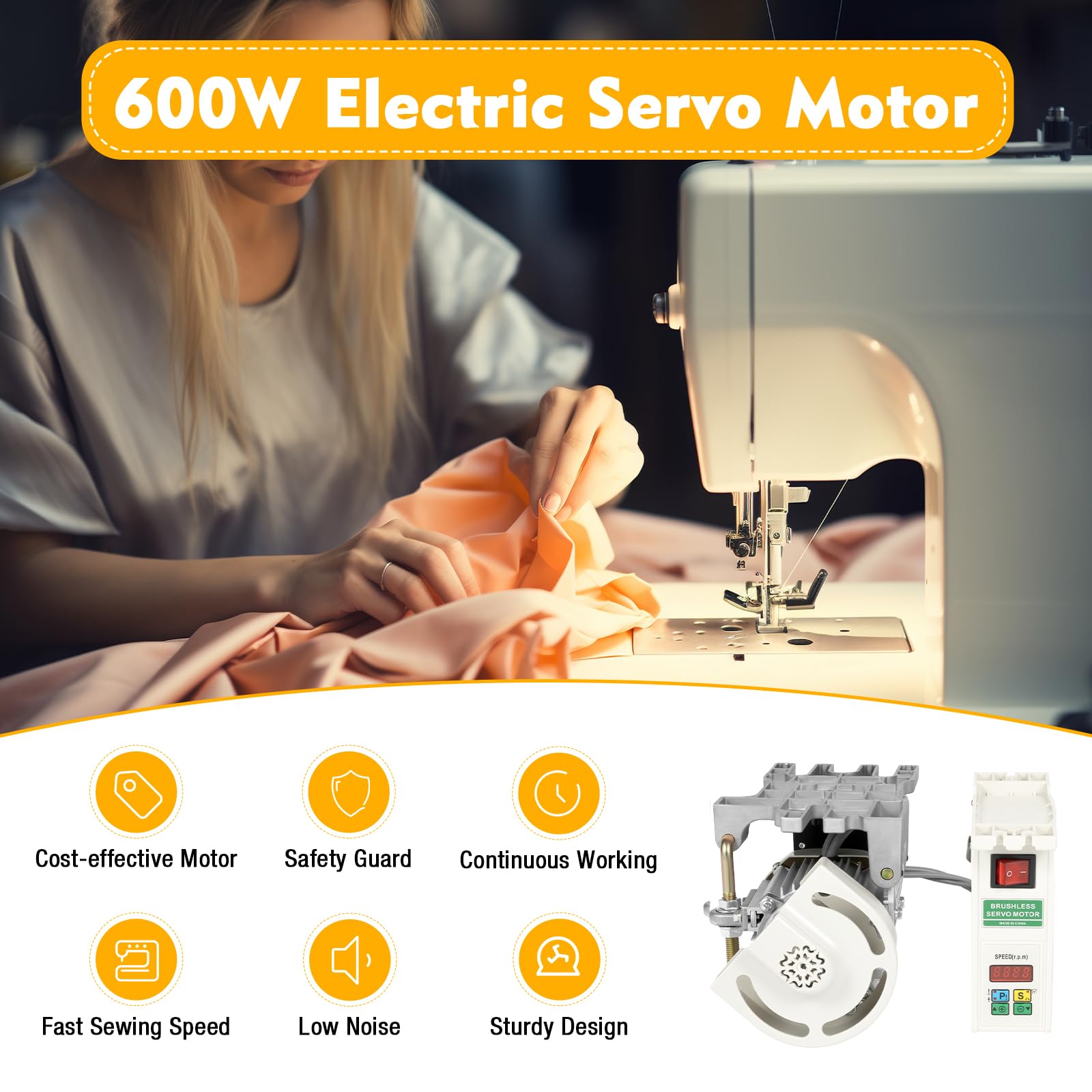 Heavy Duty Industrial Sewing Machine 600W with Brushless Servo Motor & Electronic Control - Perfect for Arts, Crafts, Garment Making & Leather Sewing Projects