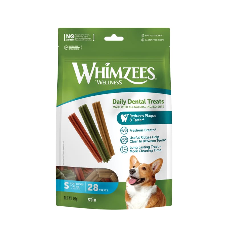 Whimzees Stix Natural Dental Dog Treats 420g - Grain Free, Vegan Chews for Small, Medium & Large Dogs - Promotes Oral Health & Fresh Breath - Perfect for Training, Rewards & Teeth Cleaning