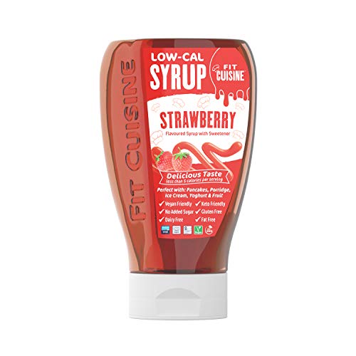 Applied Nutrition Fit Cuisine Low Calorie Strawberry Syrup 14.4oz (425ml) - Perfect for Pancakes, Waffles & Healthy Desserts