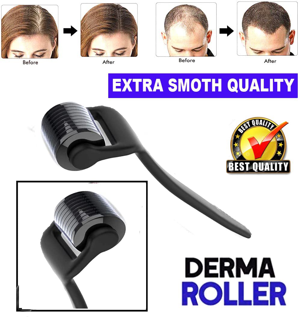 540 Titanium Alloy Micro Needle Roller 0.5mm for Hair Growth - Reduce Hair Loss & Stimulate Follicles - Safe Effective Derma Roller for Beard & Scalp Care - At-Home Hair Regrowth Treatment