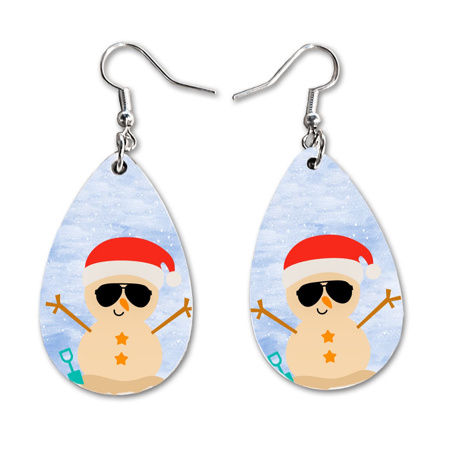 Cute Snowman Dangle Earrings Set - Lightweight Christmas Winter Jewelry for Women - Double Sided Design - Perfect for Holiday Parties & Gift Giving