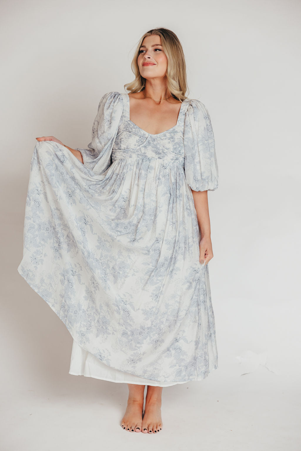 Harlow Maxi Dress - Light Blue Floral Maternity Dress | Bump Friendly & Size Inclusive (S-3XL) | Perfect for Pregnancy, Beach Vacations & Summer Weddings