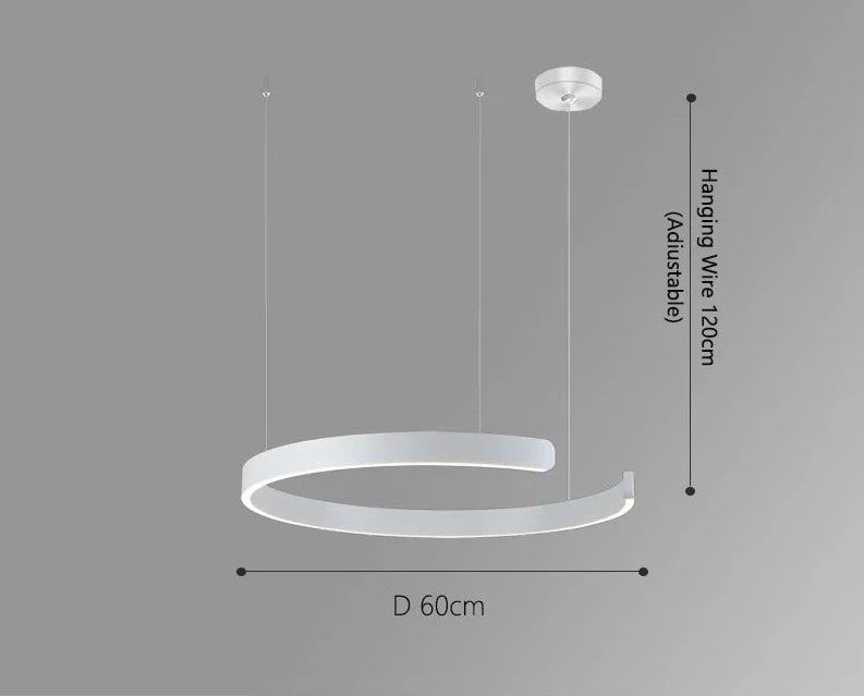 Elegant Minimalist Ring Chandelier Light Fixture - Aluminum Plated Modern Pendant Lighting for Dining Room, Bedroom & Living Room Decor