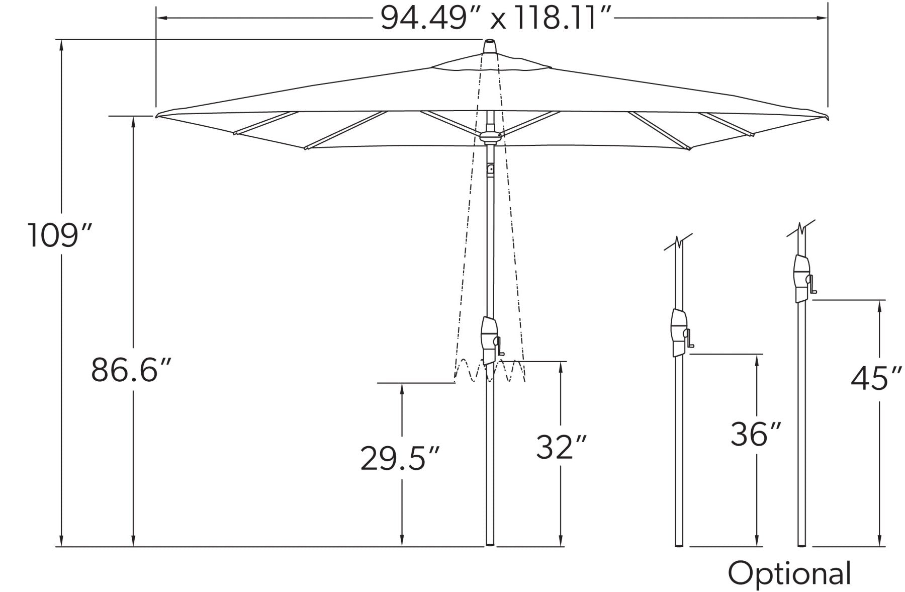 8' x 10' Rectangle Auto Tilt Outdoor Patio Umbrella - Heavy Duty Sun Shade for Poolside, Deck, Backyard & Garden - Treasure Garden Collection