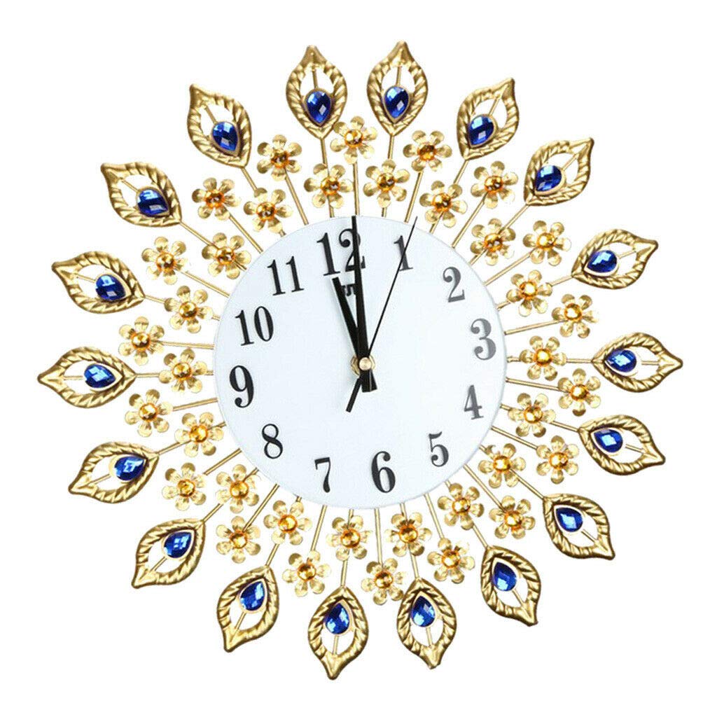 Elegant Peacock Crystal Diamond Wall Clock - Large Decorative Clock for Home, Office & Living Room Decor | Perfect for Modern Interiors, Gifts & Wall Accents