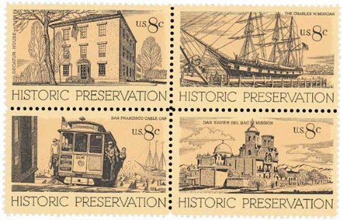 1971 8c Historic Preservation Stamps Plate Block (4) - Collectible for Philately & Gifts