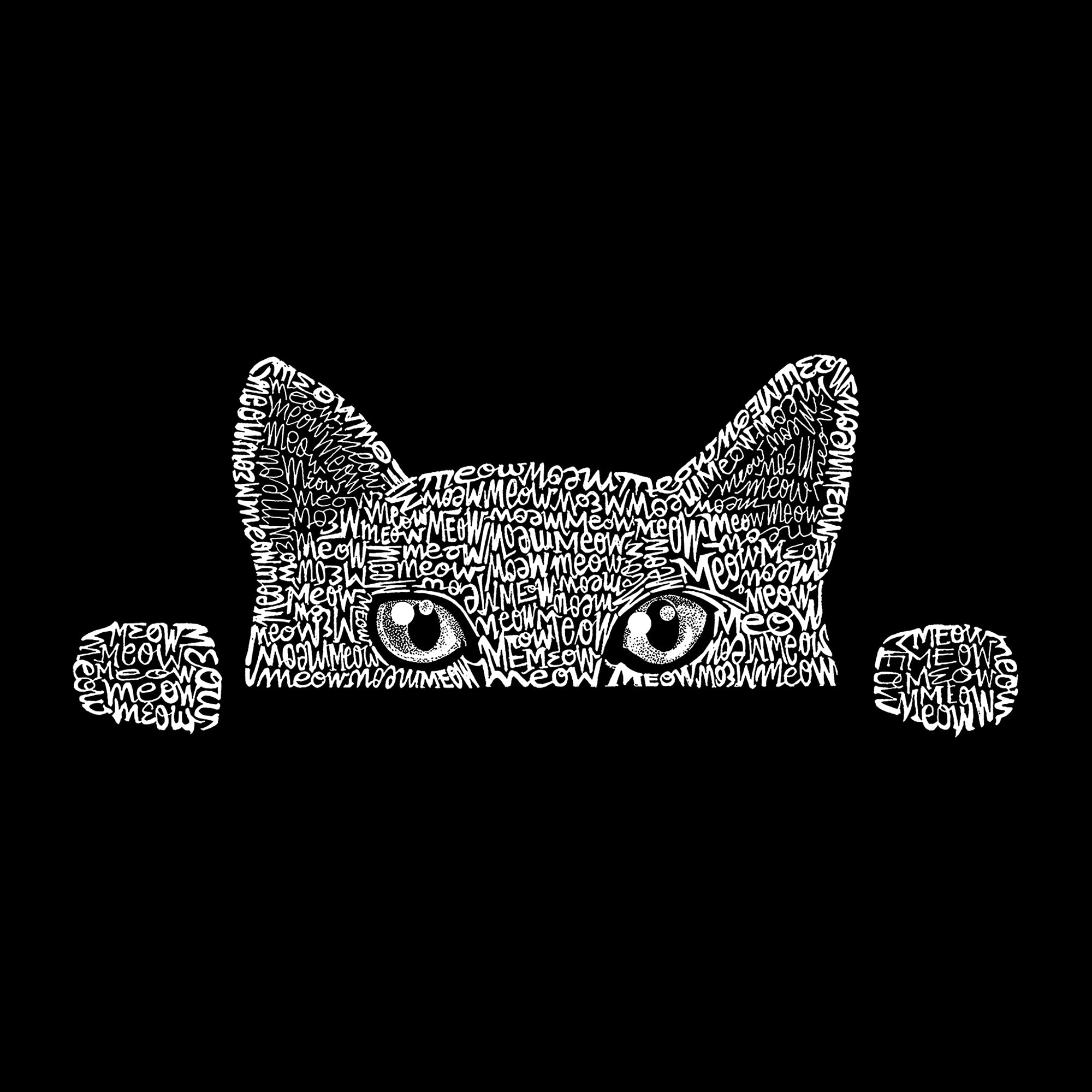 LA POP ART Women's Premium Blend Word Art T-Shirt with Peeking Cat Design - Comfortable Casual Wear for Everyday Outfits & Cat Lovers