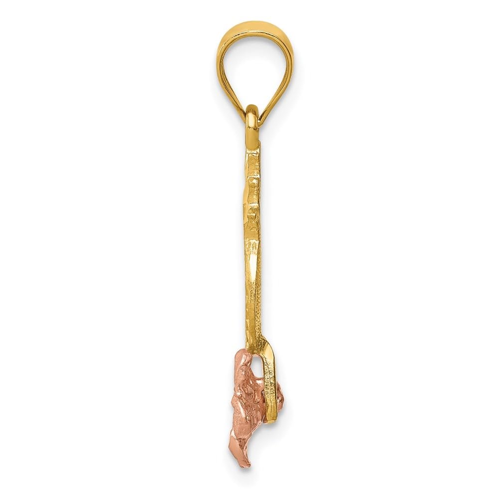 14K Rose & Yellow Gold Pineapple Plumeria Pendant - 23mm for Beach & Summer Style