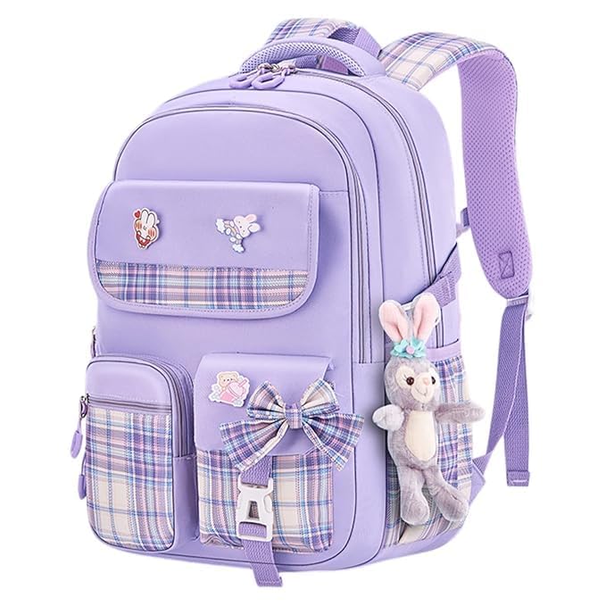 RavSo 41L Water Resistant Backpack for School - Lightweight Trendy Backpack for Boys & Girls, Durable Student Bookbag with USB Port - Perfect for College, Travel & Daily Use (Purple)