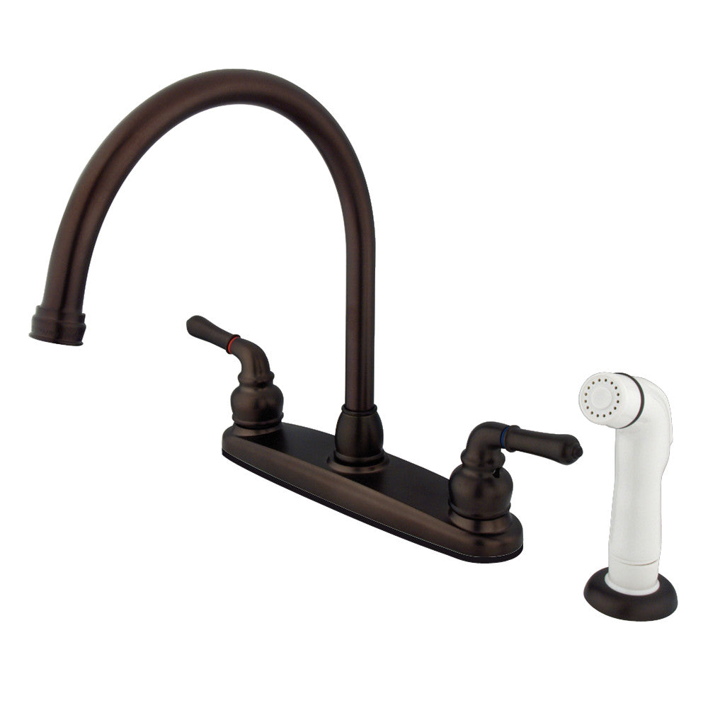 Kingston Brass KB795 Magellan 8 Inch Centerset Kitchen Faucet - High Arc Pull-Down Sprayer, Single Handle, Brushed Nickel - Perfect for Modern Kitchens & Easy Dishwashing