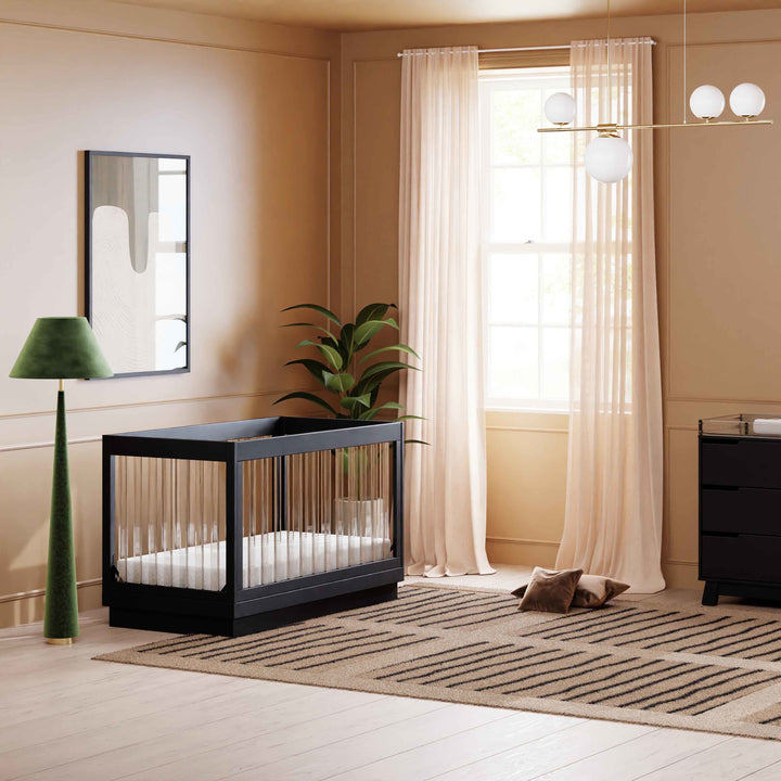 Babyletto Harlow Acrylic 3-in-1 Convertible Crib with Toddler Bed Conversion Kit - Modern Nursery Essential for Newborns to Toddlers | Safe & Stylish Baby Bedroom Furniture