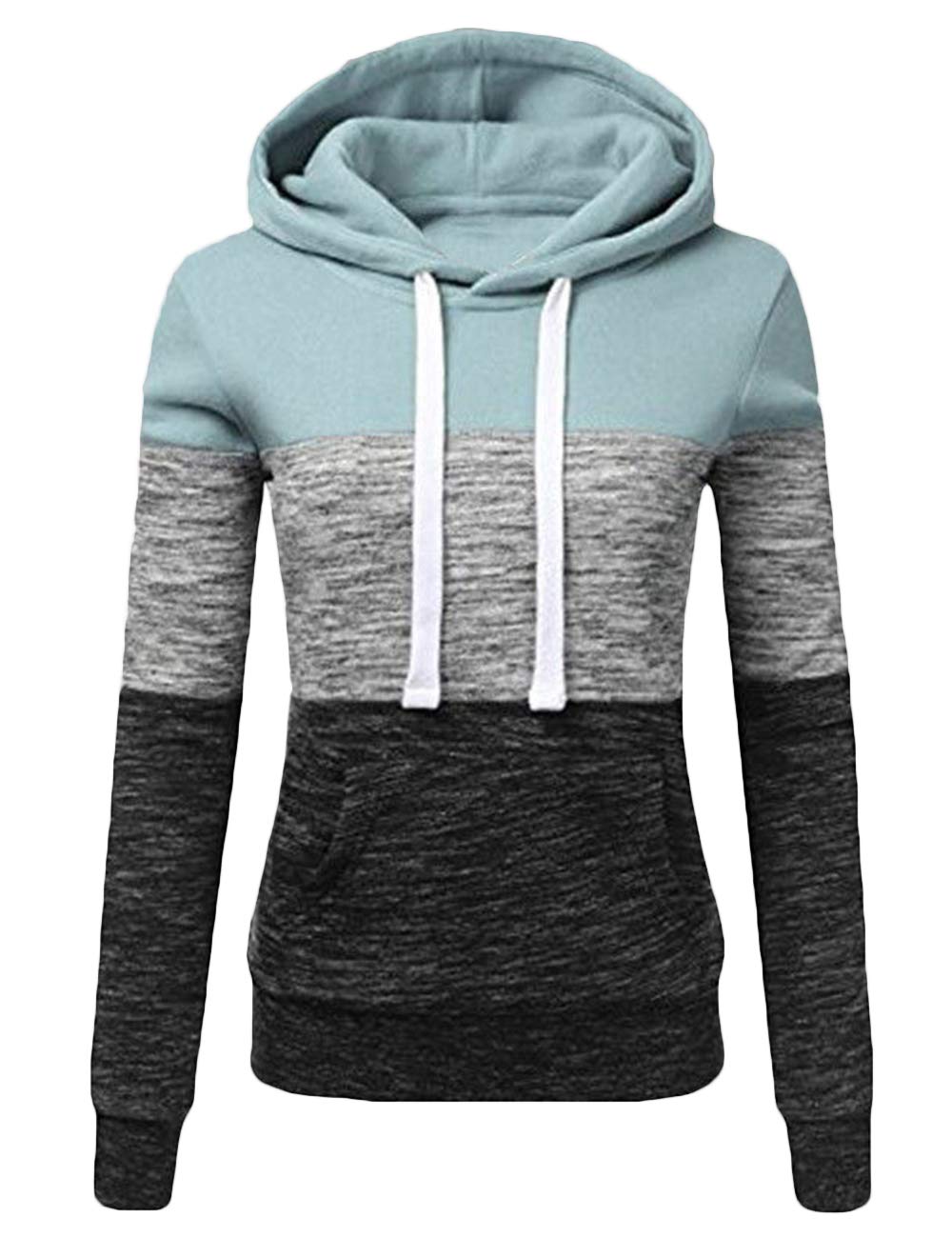 Sexyshine Women's Long Sleeve Color Block Hoodie - Striped Pullover Sweatshirt with Funnel Neck for Casual Outfits & Streetwear Fashion