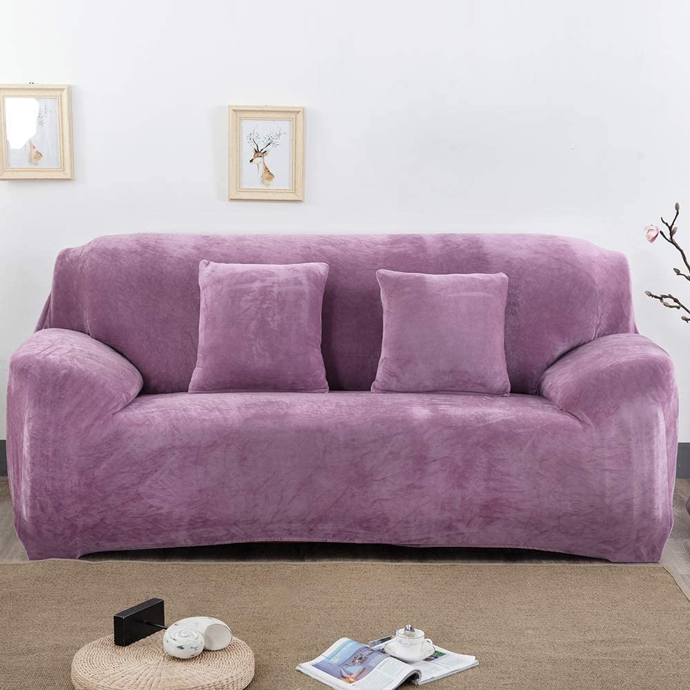 YYHSND Thick Velvet Plush Sofa Cover - Non-Slip Stretchable Furniture Protector for Living Room, Couch & Sectional | Soft & Durable Sofa Slipcover for Pets, Kids & Everyday Use