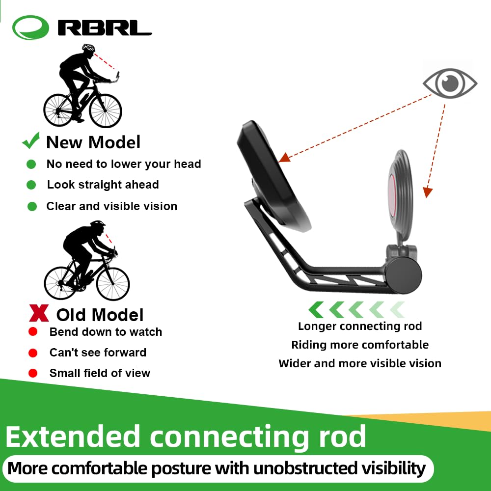 RBRL Bike Mirror Bar End - Rotatable Bicycle Side Mirror with Automotive Grade Glass | Universal Scratch-Resistant Rearview Mirror for Mountain Bikes, E-Bikes & Road Bikes (Left) | Perfect for Safe Cycling & Commuting