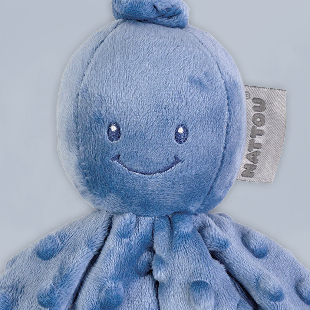 Dark Blue Nattou Lapidou Vibrating Octopus Toy - Fun Sensory & Stress Relief for Kids & Adults - Perfect for Playtime, Relaxation & Anxiety Relief