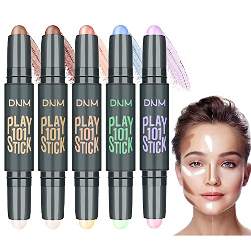 10 Colors Dual-Ended Highlight & Contour Stick - Full Coverage Concealer & Color Corrector - Creamy Foundation Makeup Pen for Women - Perfect for Daily Makeup, Contouring & Highlighting