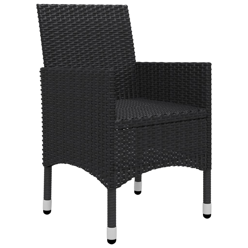 3-Piece Patio Bistro Set - Outdoor Garden Dining Furniture with Poly Rattan & Tempered Glass - Perfect for Lawn, Backyard, Poolside & Small Balcony Spaces - Black