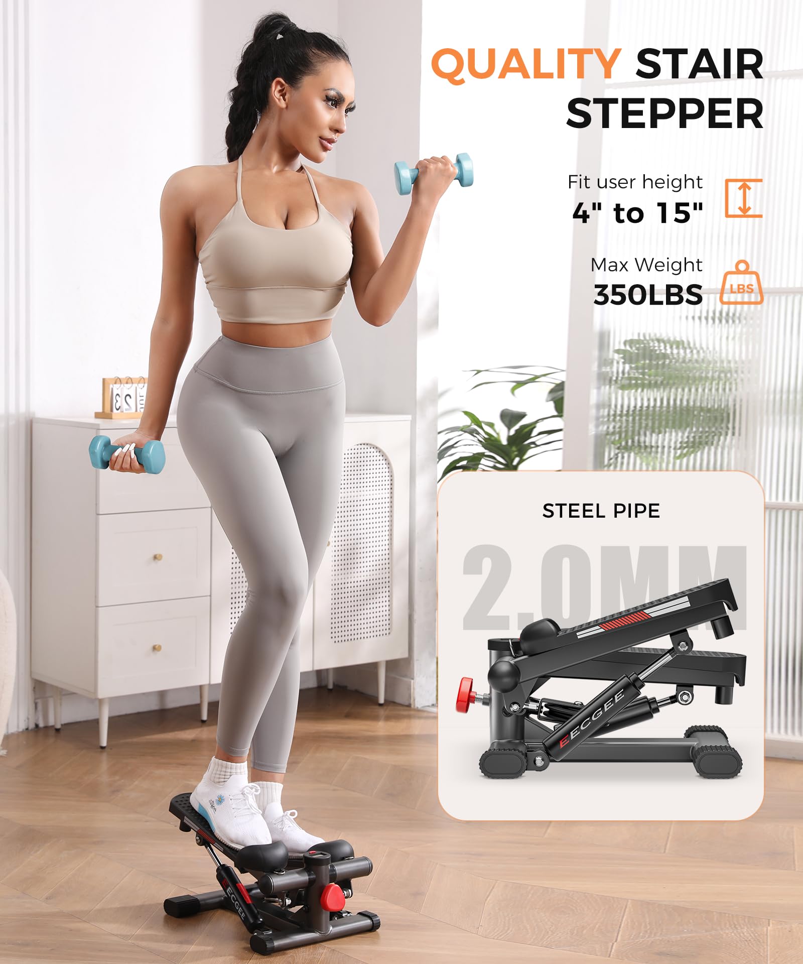 Mini Stepper with Hydraulic Resistance - Portable Stair Climbing Exercise Machine for Home Gym, Cardio & Leg Workout | Perfect for Small Spaces, Office & Apartment Fitness