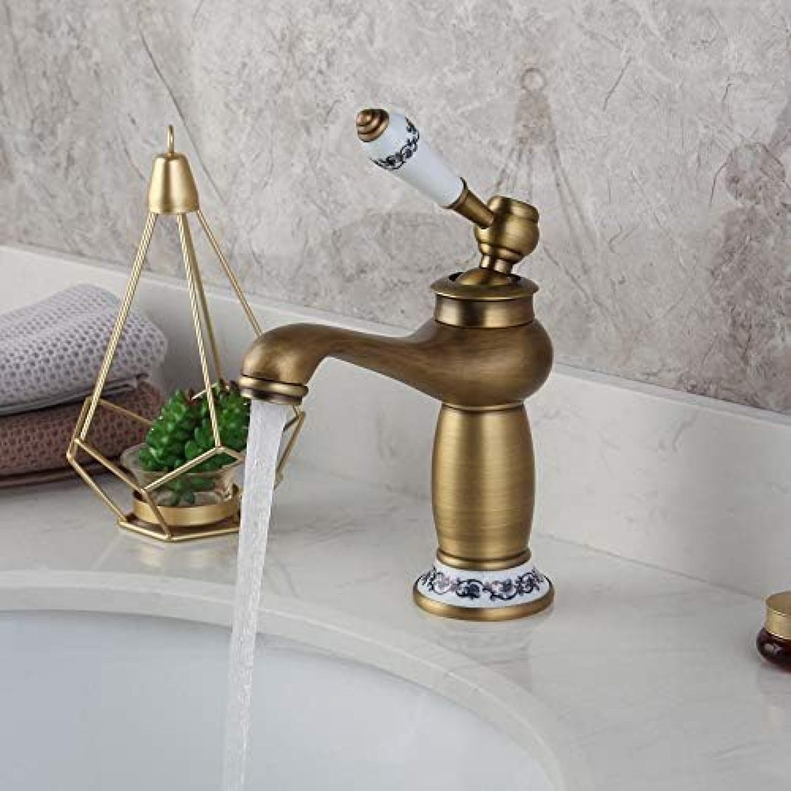 Antique Bronze Bathroom Faucet - Deck Mounted Hot & Cold Water Mixer Tap for Washbasin Sink | Perfect for Vintage Style Bathroom Renovation and Modern Home Decor