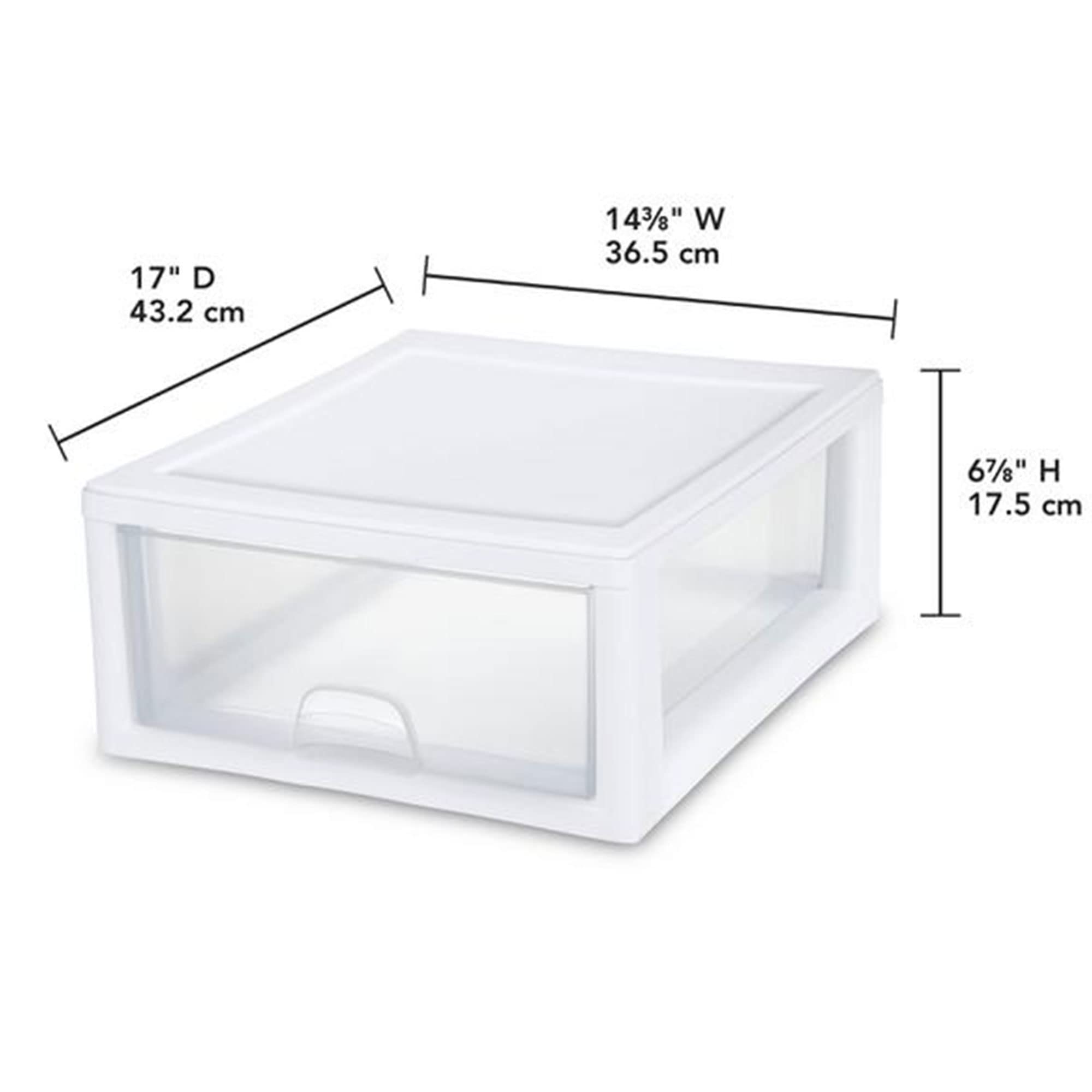 Sterilite 27 Quart (4 Pack) & 16 Quart (6 Pack) Clear Plastic Stackable Storage Drawers - White Organizer Bins for Home, Office & Closet Organization
