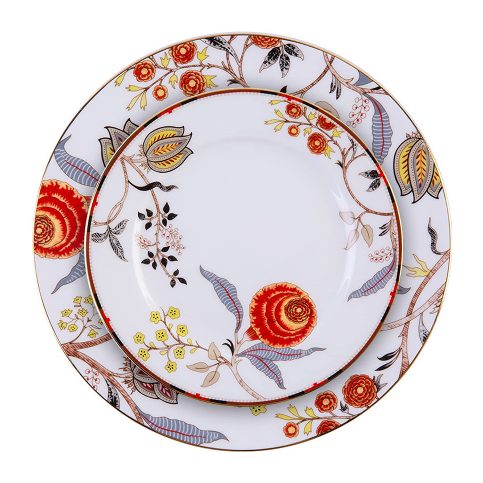 16-Piece Bone China Dinnerware Set for 4 - Elegant Floral Plates & Bowls Set, Dishwasher & Microwave Safe - Perfect for Family Dinners, Entertaining Guests & Daily Kitchen Use