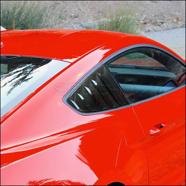 2015-2023 Ford Mustang Side Window Louvers - Black ABS Plastic Vent Scoop Covers for Improved Style & Airflow - Perfect for Car Enthusiasts & Show Vehicles