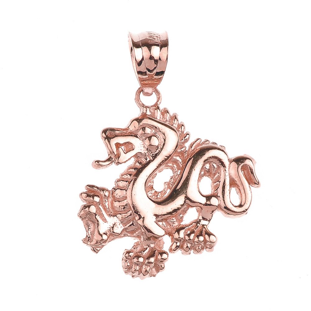 14K Rose Gold Chinese Dragon Charm Pendant Necklace for Women - Elegant Jewelry Gift for Birthday, Anniversary & Special Occasions